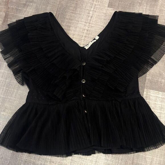 Tops - Ruffled Button-Front Blouse Forever That Girl